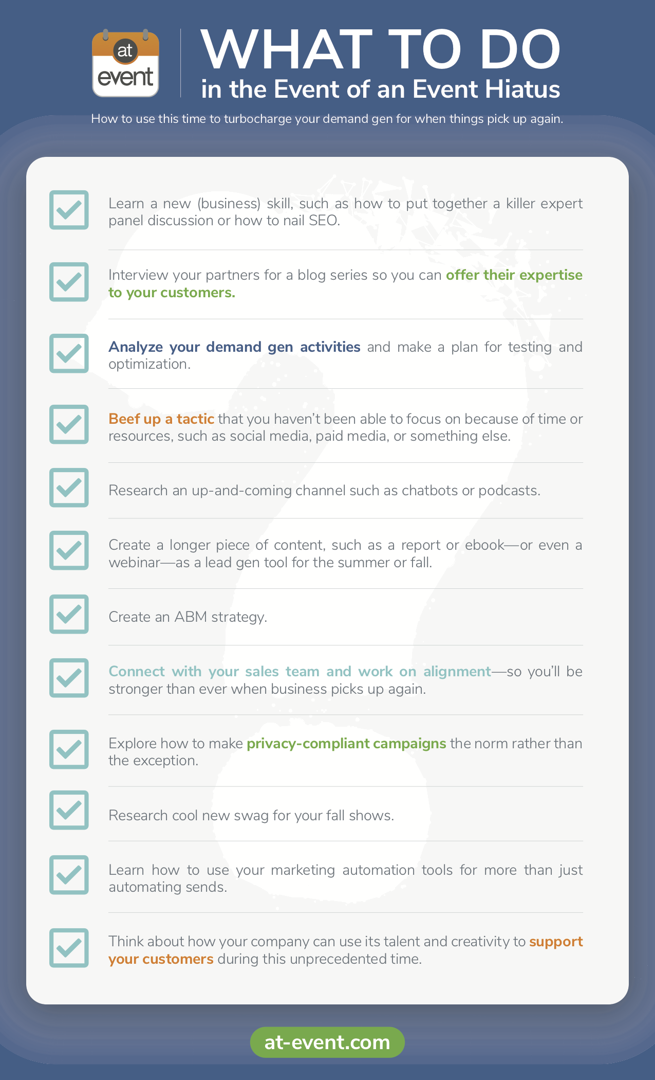 What to Do in the Event of an Event Hiatus